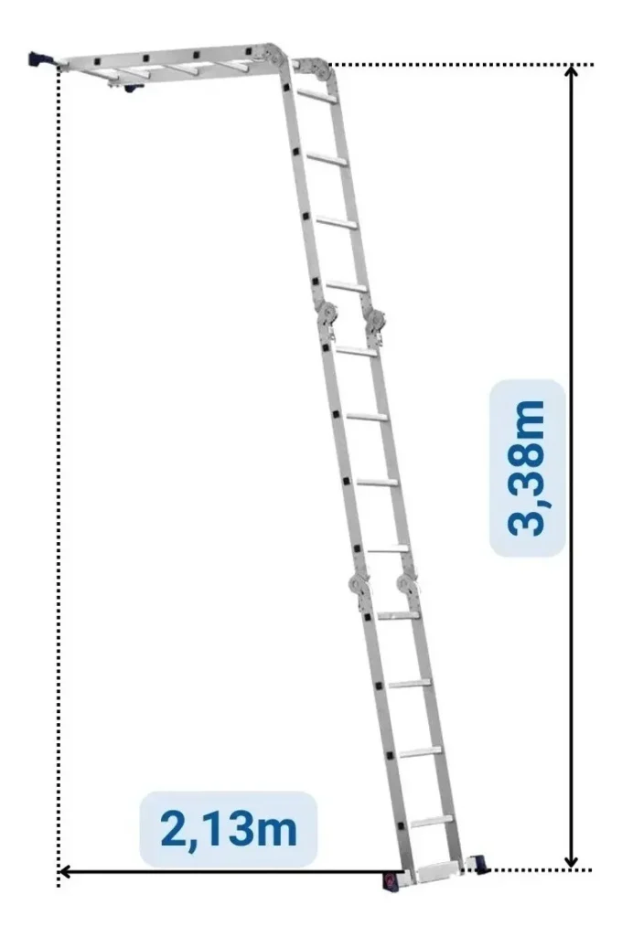 As escadas da linha MOR combinam robustez e facilidade de uso, com capacidades de carga de até 150 kg e diversas posições ajustáveis. Uma das melhores escadas articuladas.