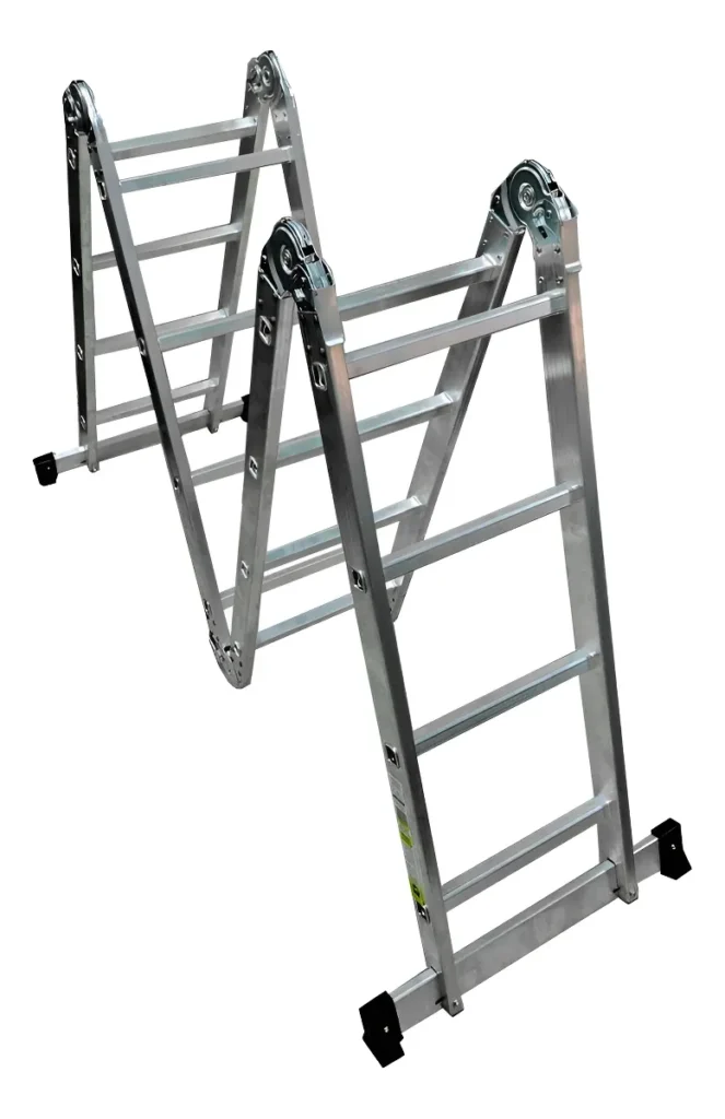 Essa escada articulada em alumínio também possui 16 degraus e múltiplas posições, oferecendo um ótimo equilíbrio entre preço e funcionalidade. Umas das melhores escadas articuladas.